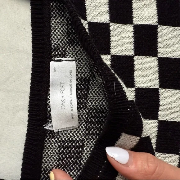 OAK + FORT Monochrome Checkered Knit Top - Picture 3 of 3